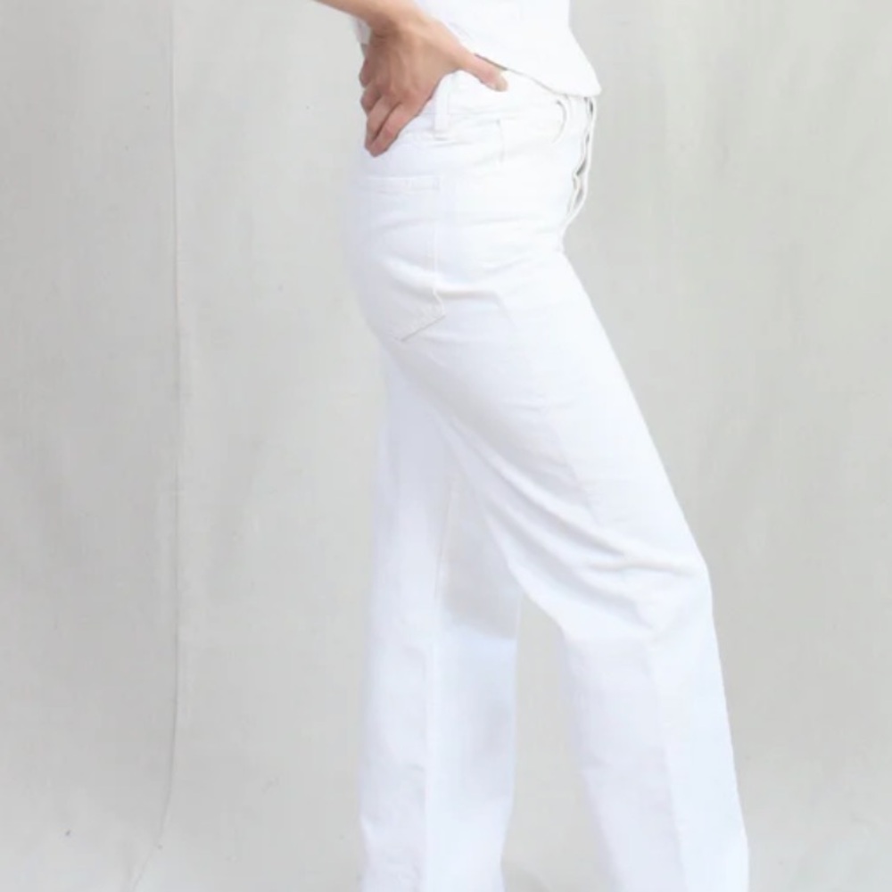 NWT Mara Hoffman Georgina white wide Straight Leg Jeans Size 10-12 - Picture 4 of 13